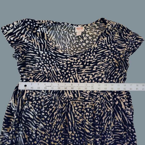 Mossimo Black and Beige Print Short Sleeve Empire Waist Swing Dress, Size S - Picture 5 of 6